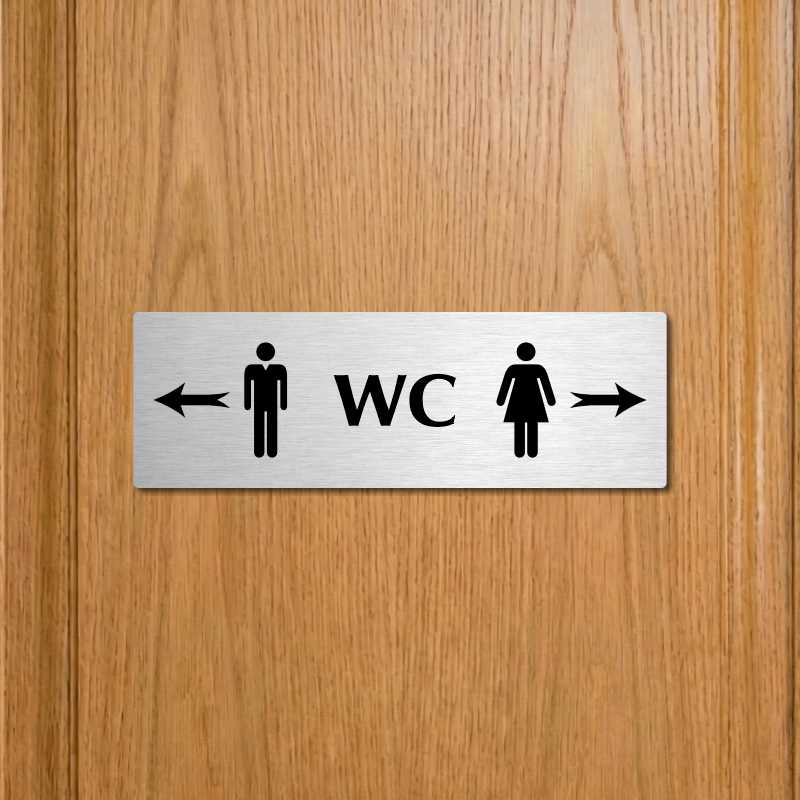 WC společné - rozcestník, 240x79mm, stříbrná popiska s dvojtým rámečkem